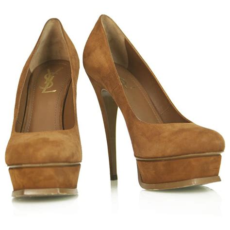 ysl brown suede heels